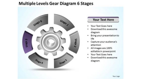 Multiple Levels Gear Diagram 6 Stages Ppt Business Plan PowerPoint Slides