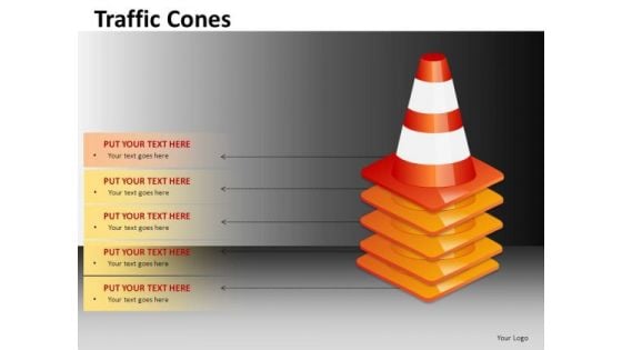 Multiple Piled Traffic Cones Editable PowerPoint Clipart Graphics Slides