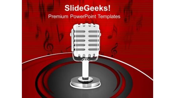 Music Broadcasting Microphone PowerPoint Templates Ppt Backgrounds For Slides 0313