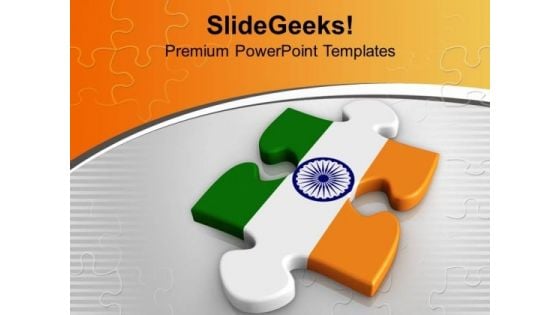 National Flag On Puzzle Piece Indian PowerPoint Templates Ppt Backgrounds For Slides 0213