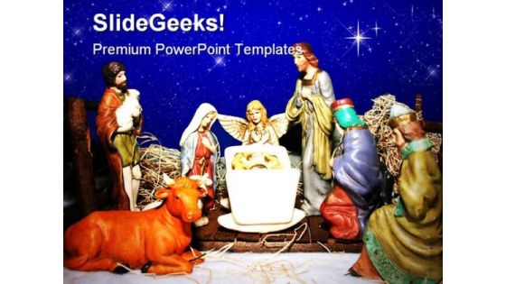 Nativity Birth Christ Religion PowerPoint Template 0610