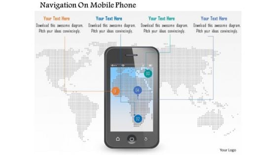 Navigation On Mobile Phone PowerPoint Template