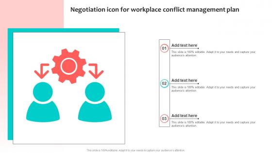 Negotiation Icon For Workplace Conflict Management Plan Portrait Pdf