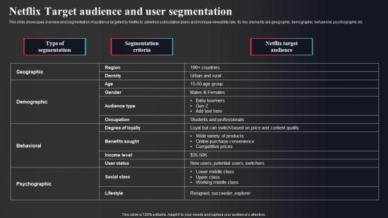 Netflix Target Audience And User Segmentation Enhancing Online Visibility Diagrams Pdf