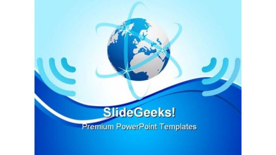 Network Planet With Blue Waves Global PowerPoint Templates And PowerPoint Backgrounds 0711