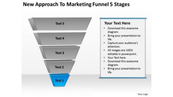 New Approach To Marketing Funnel 5 Stages Ppt Business Plan Example PowerPoint Templates