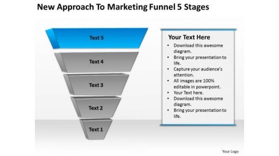 New Approach To Marketing Funnel 5 Stages Ppt Business Plan Template PowerPoint Slides