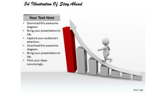 New Business Strategy 3d Illustration Of Stay Ahead Character