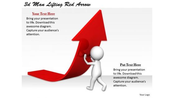 New Business Strategy 3d Man Lifting Red Arrow Character Modeling