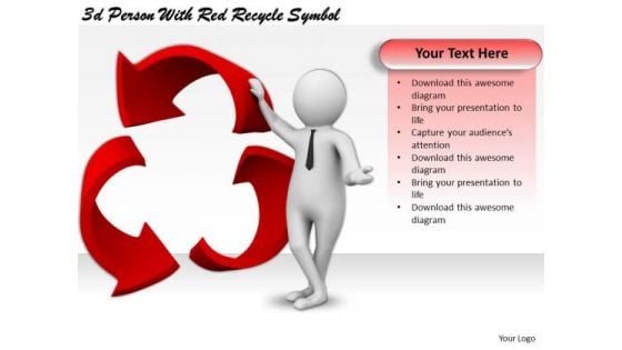 New Business Strategy 3d Person With Red Recycle Symbol Concepts
