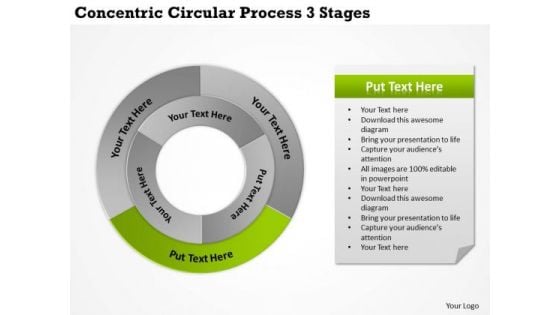 New Business Strategy Concentric Circular Process 3 Stages Plan