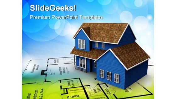 New House Plans Real Estate PowerPoint Themes And PowerPoint Slides 0711