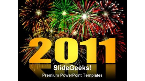 New Year 2011 Fire Works Festival PowerPoint Backgrounds And Templates 0111