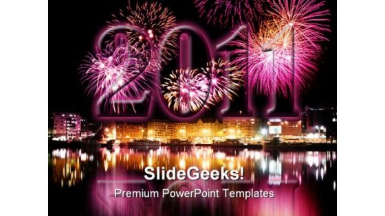 New Year 2011 Fireworks Festival PowerPoint Template 1010