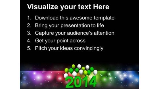 New Year 2014 With Balloons PowerPoint Template 1113