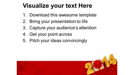 New Year 2014 With Gift Favors PowerPoint Template 1113