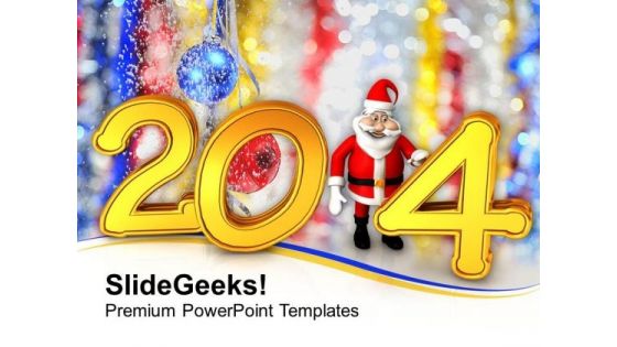 New Year 2014 With Santa PowerPoint Template 1113