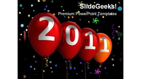 New Year Balloons Celebration PowerPoint Template 1110