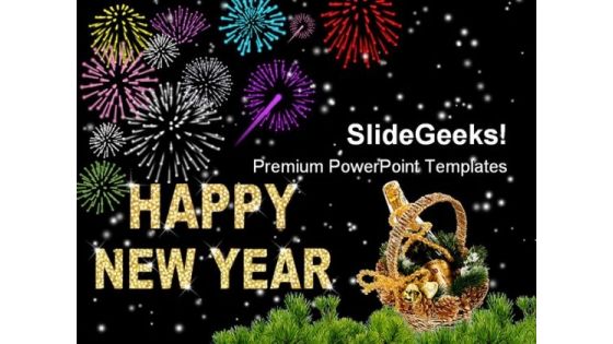 New Year Fire Works Festival PowerPoint Backgrounds And Templates 0111
