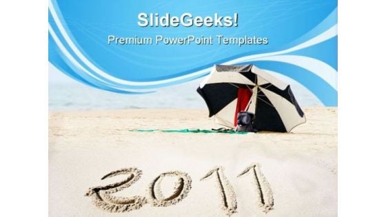 New Year On Beach Vacation PowerPoint Templates And PowerPoint Backgrounds 0711