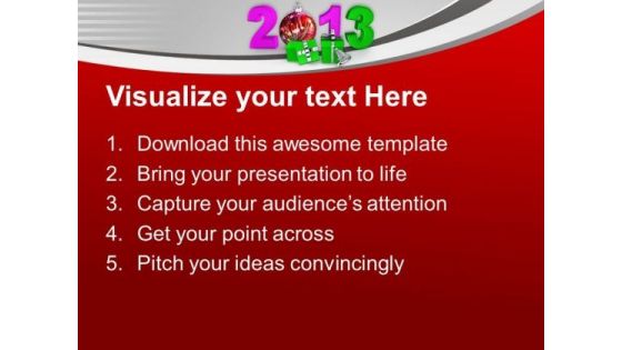 New Year Party Gifts Balls Bells 2013 PowerPoint Templates Ppt Backgrounds For Slides 0113