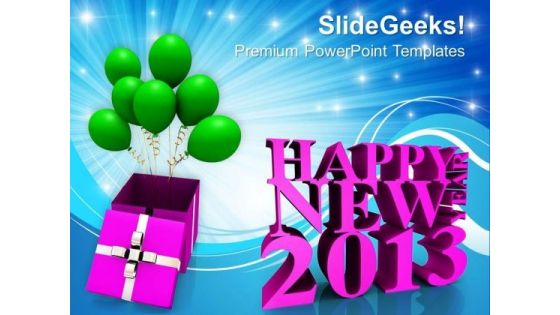 New Year Presents With Balloons Holidays PowerPoint Templates Ppt Backgrounds For Slides 1212