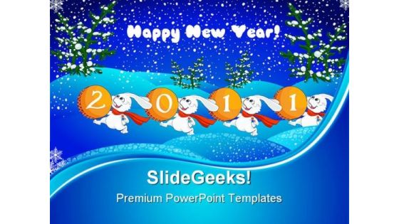 New Year Rabbits 2011 Future PowerPoint Themes And PowerPoint Slides 0411