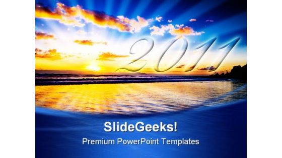 New Year Sunrise Holidays PowerPoint Template 1010