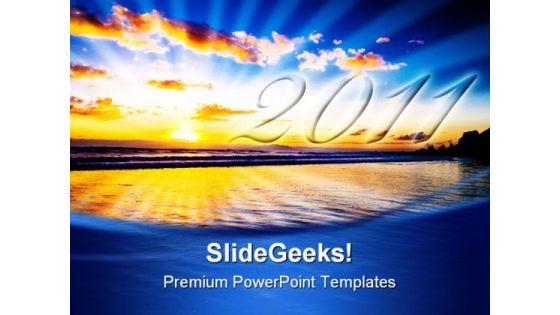 New Year Sunrise Holidays PowerPoint Template 1010 New Year Sunrise Holidays PowerPoint Template 1010