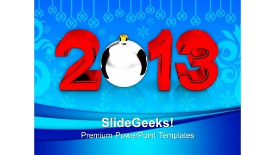 New Year With Silver Bauble Holidays PowerPoint Templates Ppt Backgrounds For Slides 1112