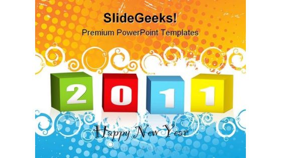 New Year Wood Blocks Symbol PowerPoint Themes And PowerPoint Slides 0511