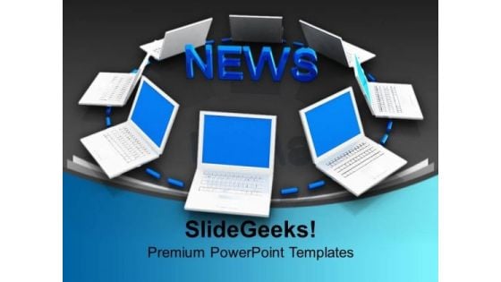 News Surrounded By Laptops Concept Internet PowerPoint Templates Ppt Backgrounds For Slides 1212