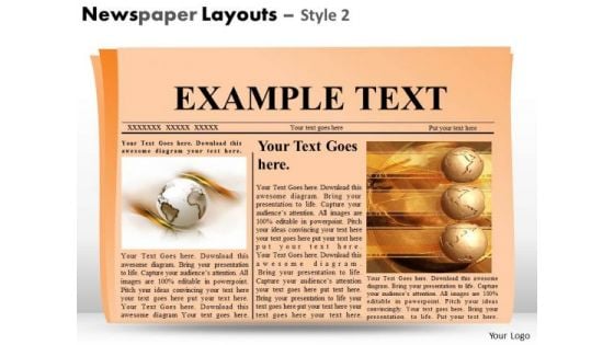 Newspaper Headline Layout PowerPoint Slides And Editable Ppt Graphics