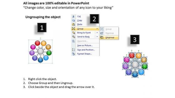 Nine Stages Diverging Factors Flow Chart Arrows Network Software PowerPoint Templates