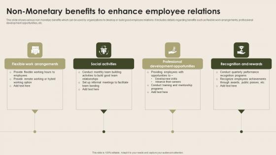 Non Monetary Benefits To Enhance Employee Nurturing Positive Work Culture Microsoft Pdf