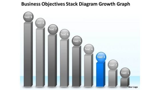 Objectives Stack Diagram Growth Graph 9 Stages Cheap Business Plan Writers PowerPoint Slides