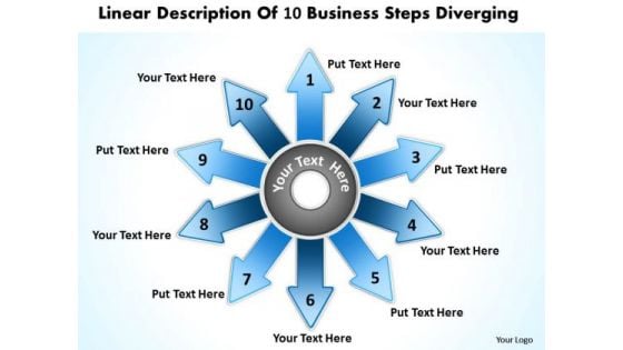 Of 6 Key Steps Marketing Diverging Processes Circular Layout Diagram PowerPoint Templates