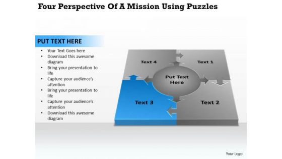 Of A Mission Using Puzzles Business Plan For Non Profit Organization PowerPoint Slides