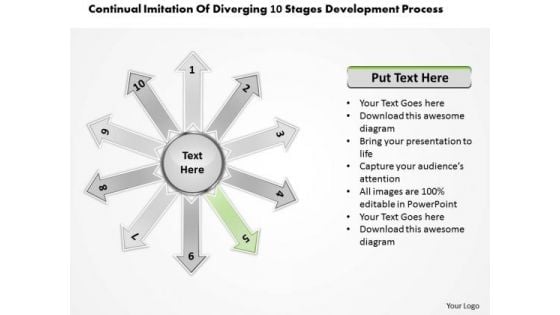 Of Diverging 10 Stages Development Process Circular Flow Diagram PowerPoint Templates