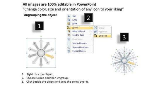 Of Diverging 10 Stages Development Process Circular Flow PowerPoint Slides