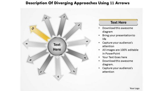 Of Diverging Approaches Using 11 Arrows Ppt Relative Cycle Chart PowerPoint Slides