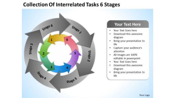 Of Interrelated Tasks 6 Stages Ppt Business Plan Template PowerPoint Slides