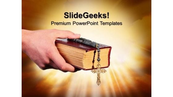 Old Bible With Cross Church PowerPoint Templates And PowerPoint Themes 0812