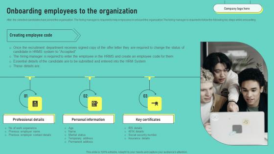 Onboarding Employees To The Organization Human Resources Hiring Guide Optimal Mockup Pdf