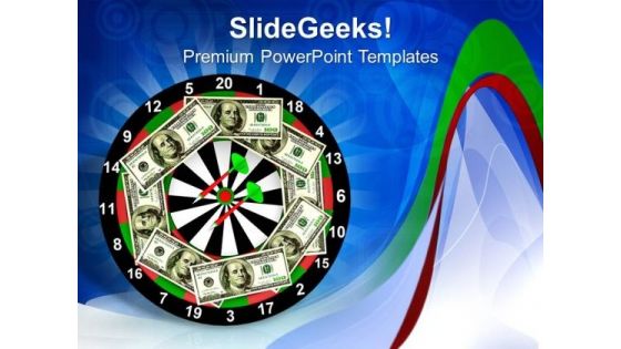 One Hundred Dollar Bills On A Dartboard PowerPoint Templates Ppt Backgrounds For Slides 0213