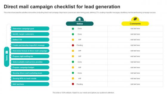 One On One Advertising Direct Mail Campaign Checklist For Lead Generation Strategy SS V One On One Advertising Direct Mail Campaign Checklist For Lead Generation Strategy SS V