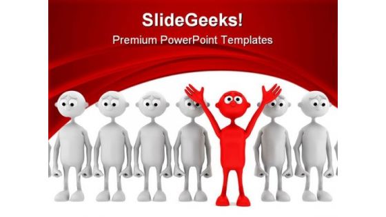 One Red Man Stand Out From Group Leadership PowerPoint Themes And PowerPoint Slides 0411