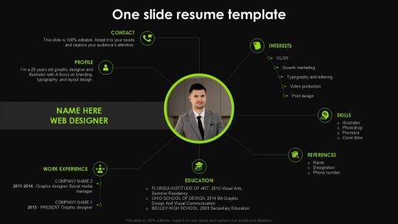One Slide Resume Template Ppt Visual Resume One Slide Resume Template Ppt Visual Resume