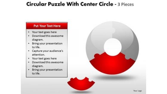 One Third Donut Chart Puzzle Pieces PowerPoint Slides And Ppt Templates