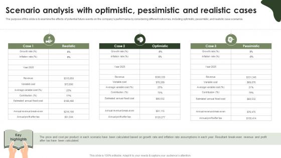 Online Bookstore Business Plan Scenario Analysis With Optimistic Pessimistic And Realistic Cases BP SS V